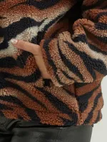 Women's Tiger Print Sherpa Jacket