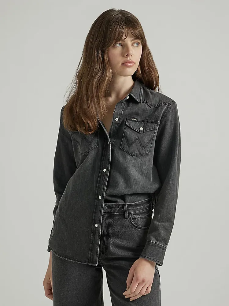 Women's Boyfriend Denim Shirt Nashville Black