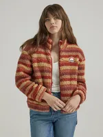 Womens All Over Sherpa Jacket:Red Gradient:XXL