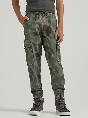 Boy's Loose Fit Cargo Jogger (-) Blurred Camo Forest