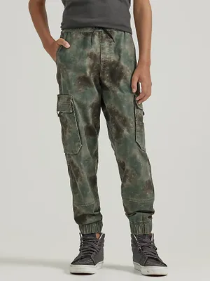 Boy's Loose Fit Cargo Jogger (Husky) Blurred Camo Forest