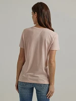 Women's Wrangler Rope Logo Reg Fit Tee Peach Whip Heather