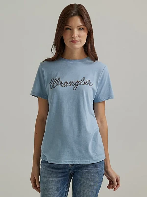 Women's Wrangler Rope Logo Reg Fit Tee Ashley Blue Heather