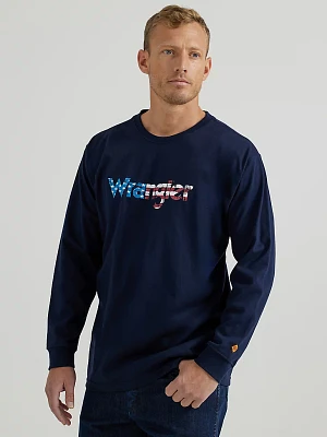 Wrangler® FR Flame Resistant Long Sleeve Graphic T-Shirt Navy Flag