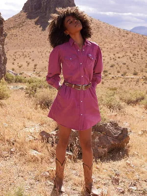Wrangler x Barbie™ Western Shirt Dress Dreamy Pink