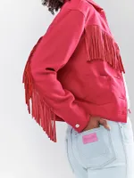 Wrangler x Barbie™ Fringe Wrancher Jacket Barbie Pink