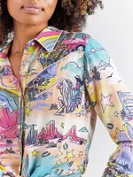 Wrangler x Barbie™ Illustrated Western Snap Shirt Multicolor