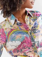 Wrangler x Barbie™ Illustrated Western Snap Shirt Multicolor