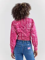 Wrangler x Barbie™ Western Balloon Sleeve Printed Blouse Pink Bandana