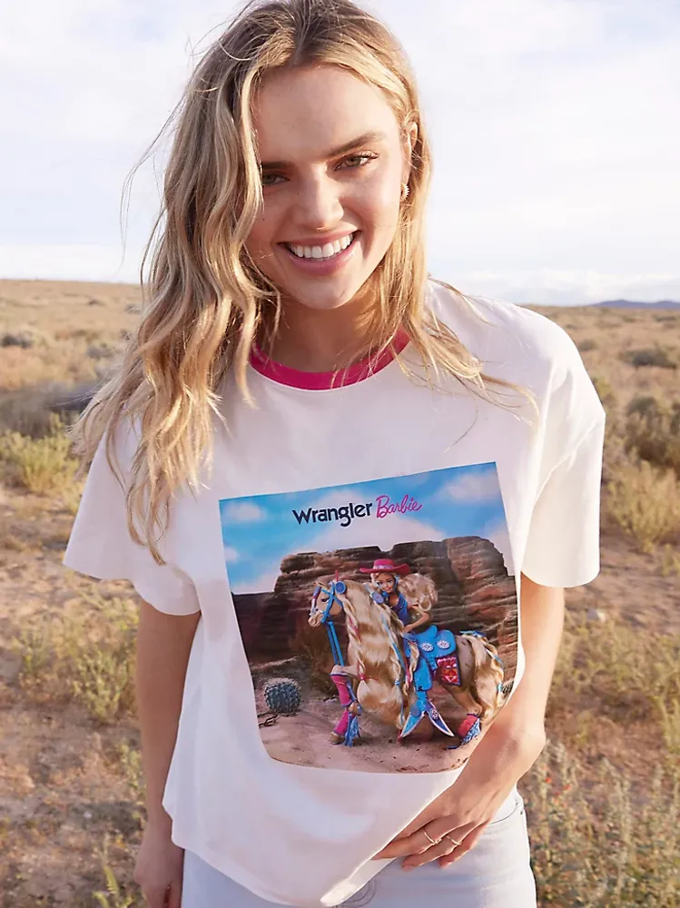 Wrangler x Barbie™ Desert Girlfriend Ringer Tee White