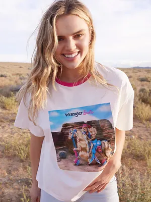 Wrangler x Barbie™ Desert Girlfriend Ringer Tee White