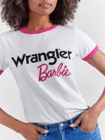Wrangler x Barbie™ Logos Slim Ringer Tee Worn White