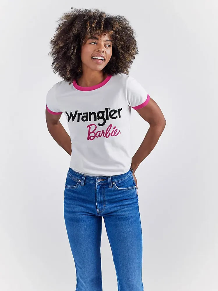 Wrangler x Barbie™ Logos Slim Ringer Tee Worn White