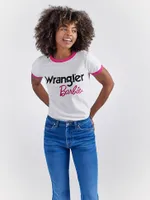 Wrangler x Barbie™ Logos Slim Ringer Tee Worn White