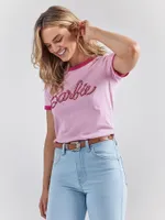 Wrangler x Barbie™ Logo Slim Ringer Tee Pink
