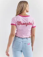 Wrangler x Barbie™ Logo Slim Ringer Tee Pink