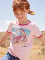 Wrangler x Barbie™ Girl's Rainbow Ringer Tee Orchid Pink