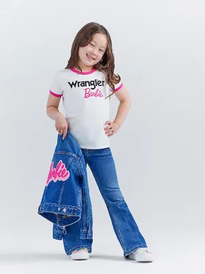 Wrangler x Barbie™ Girl's Logo Ringer Tee Snow White