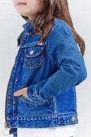 Wrangler x Barbie™ Girl's Zip Front Denim Jacket Blue