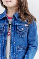 Wrangler x Barbie™ Girl's Zip Front Denim Jacket Blue