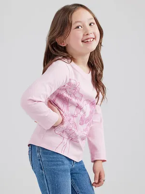 Wrangler x Barbie™ Girl's Graphic Long Sleeve Tee Orchid Pink