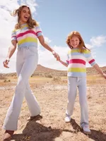 Wrangler x Barbie™ Girl's Fuzzy Sweater Rainbow Stripe