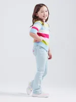 Wrangler x Barbie™ Girl's Fuzzy Sweater Rainbow Stripe