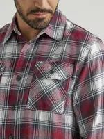 Men's Wrangler® Flannel Plaid Shirt Vaporous Gray