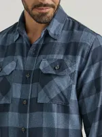 Men's Wrangler® Flannel Plaid Shirt Sargasso Sea