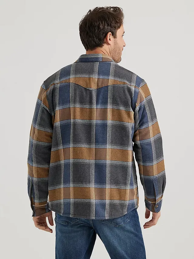 Men's Heavyweight Sherpa Lined Plaid Shirt Jacket