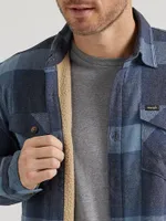 Men's Heavyweight Sherpa Lined Shirt Jacket China Blue