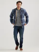 Men's Heavyweight Sherpa Lined Shirt Jacket China Blue