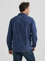 Men’s Wrangler® Long Sleeve Twill/Denim Shirt Rinse