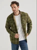 Men's Heavyweight Sherpa Lined Plaid Shirt Jacket Rosin Green