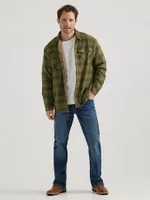 Men's Heavyweight Sherpa Lined Plaid Shirt Jacket Rosin Green