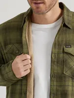 Men's Heavyweight Sherpa Lined Plaid Shirt Jacket Rosin Green