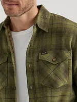 Men's Heavyweight Sherpa Lined Plaid Shirt Jacket Rosin Green