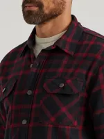 Men's Wrangler® Heavyweight Plaid Sherpa Lined Shirt Jacket Midnight