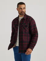 Men's Wrangler® Heavyweight Plaid Sherpa Lined Shirt Jacket Midnight