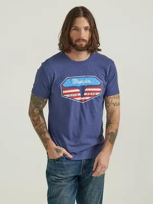 Men's Steer Flag T-Shirt Denim