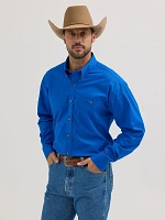 Men's George Strait & Wrangler® National Patriot™ Button Down Solid Shirt Royal Blue