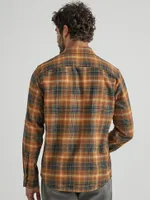 Men's Brushed Flannel Shirt Burnt Henna Orange