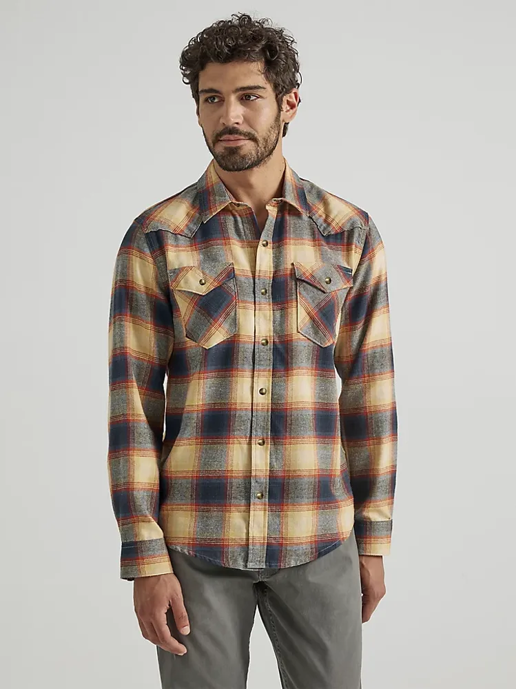 Men's Brushed Flannel Shirt Curry Orange