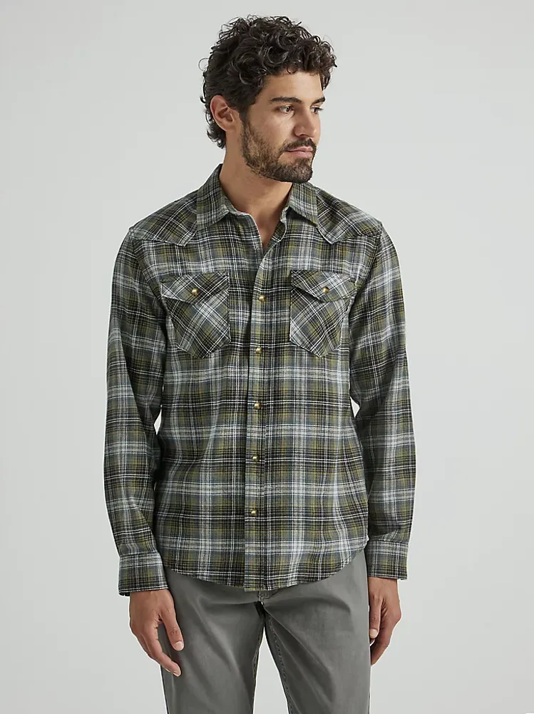 Men's Brushed Flannel Shirt Wintermoss Green