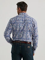 Men's 20X® Competition Advanced Comfort Long Sleeve Two Pocket Western Snap Shirt Damask Blue