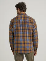 Men's Wrangler® Heavyweight Plaid Sherpa Lined Shirt Jacket Vintage Indigo