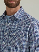 Men's Wrangler Retro® Long Sleeve Sawtooth Snap Pocket Western Shirt Ole Blue Plaid