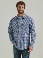 Men's Wrangler Retro® Long Sleeve Sawtooth Snap Pocket Western Shirt Ole Blue Plaid