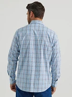 Men's Wrinkle Resist Long Sleeve Western Snap Plaid Shirt Baby Grey