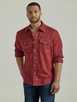 Men's Wrangler Retro Premium Western Snap Solid Shirt Brick Red